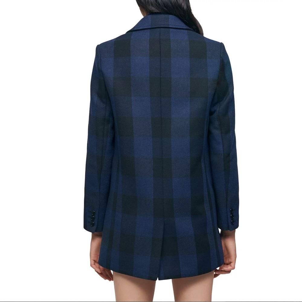 NWT $525 MAJE GOLDAN COAT in a Black / Navy Checkered Print - size 34 / US XS! - Picture 2 of 9